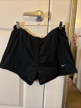 Nike Black Women's Athletic Shorts with White Swoosh